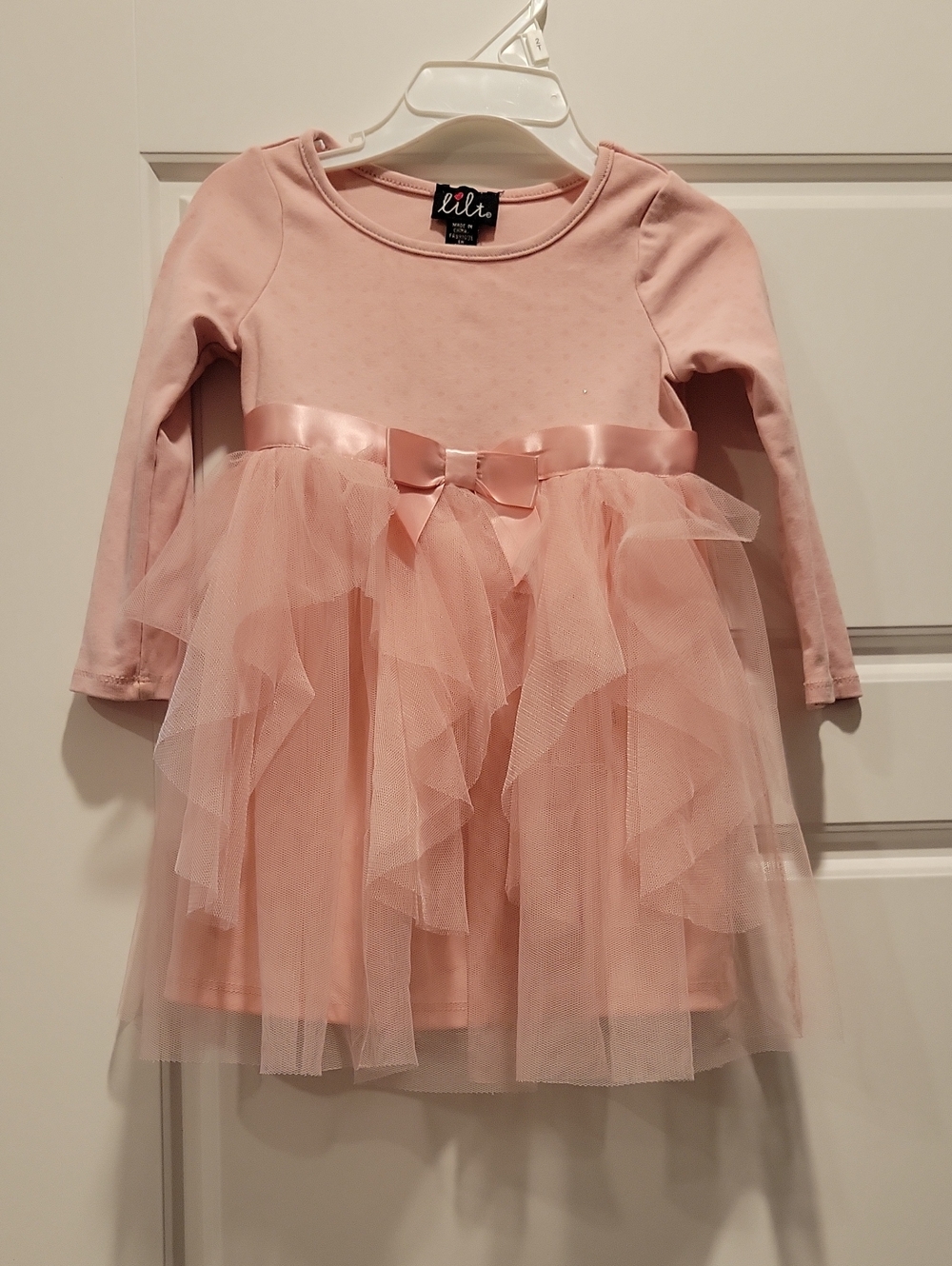 lilt Blush Pink Tulle Layered Dress with Satin Bow